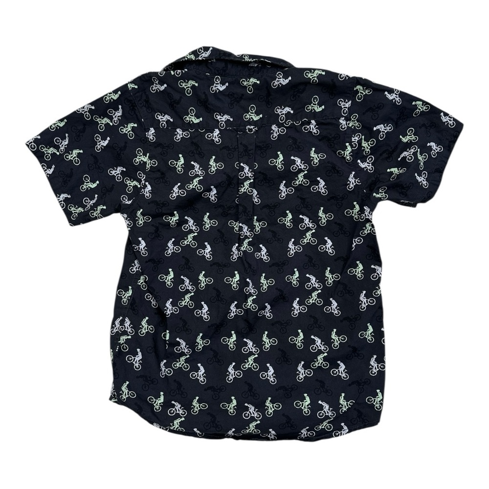 Sunrise Kingdom Boys Short Sleeve Button Up BMX Bike Pattern - Size Large 14 - Picture 6 of 6